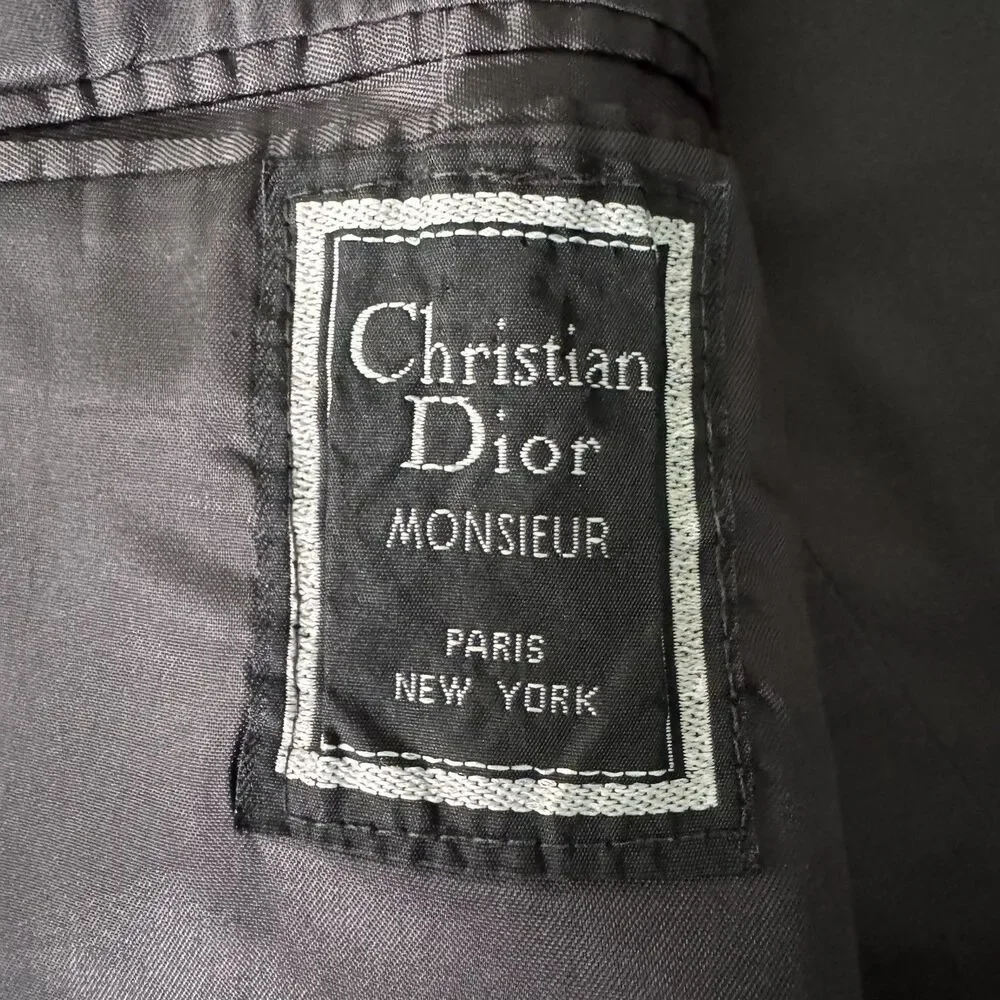 Christian Dior Monsieur Blazer 43L Gray Pinstripe VTG Wool USA Union Sport Coat